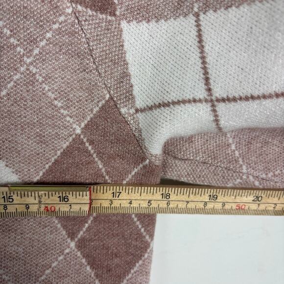 Sioni Plaid Argyle Cardigan Pink Academia Knit S - Picture 6 of 7